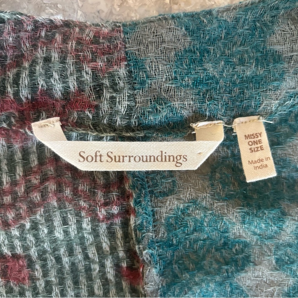 Soft Surroundings Wool Patchwork Boho Kimono Card… - image 7